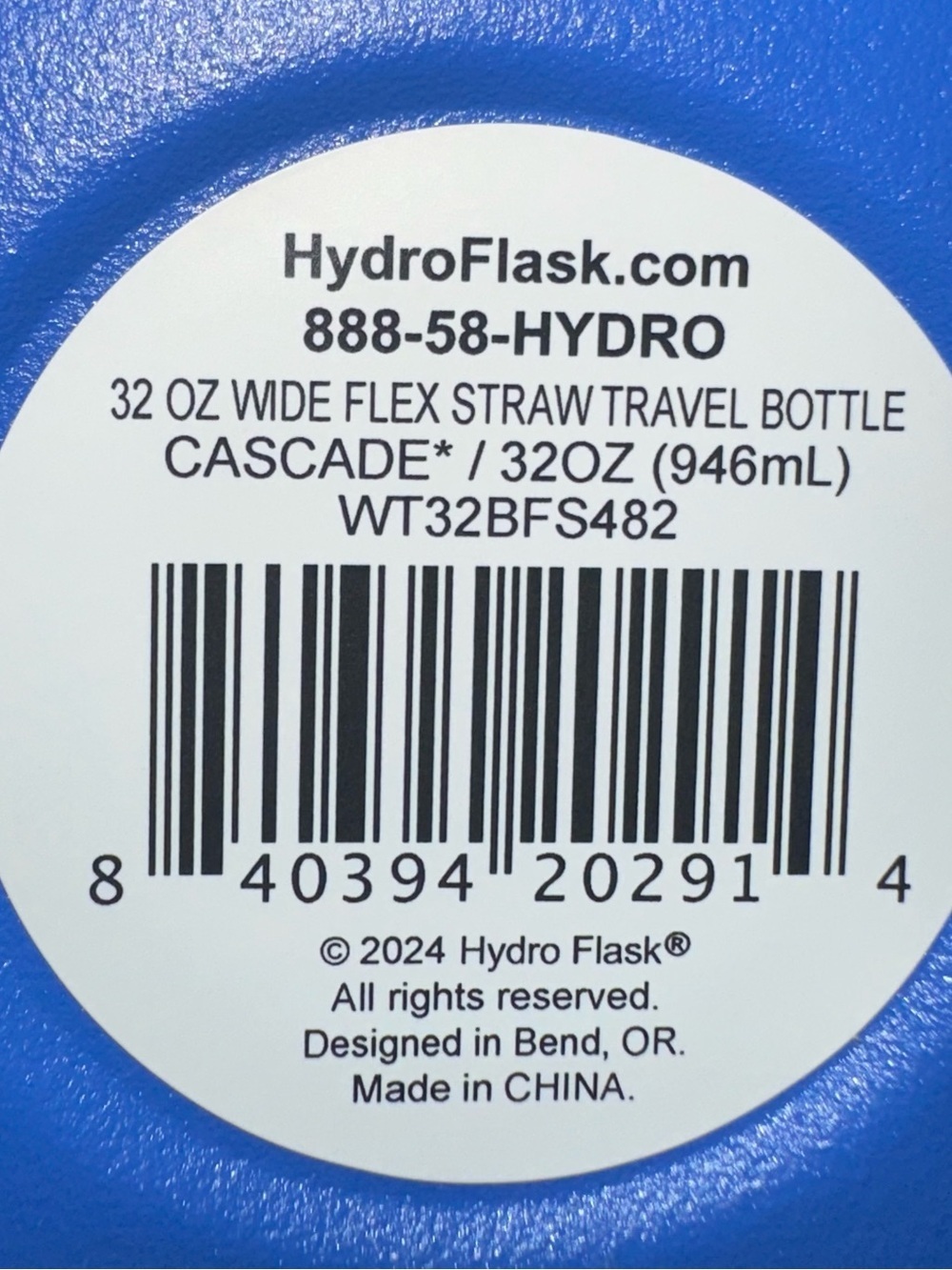 New Hydro Flask 32oz Wide Mouth Travel Bottle with Flex Straw Cap- Cascade Color - Picture 9 of 13